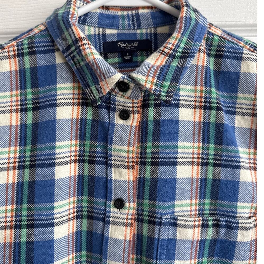 Madewell plaid flannel button down shirt blue & green small - Picture 12 of 12